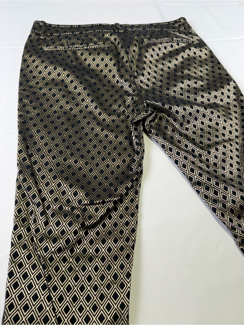 New York & Company Black and Gold Diamond Jacquard Trousers - Bold Style size 4 - Picture 10 of 16